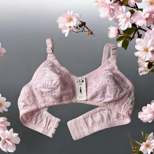 Premium Embroidered Cotton Non-Padded Bra – Pack of 4