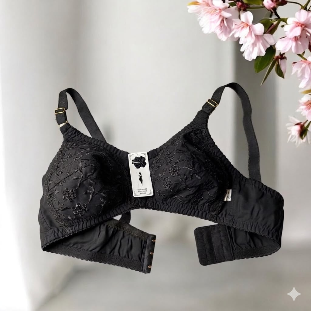 Premium Embroidered Cotton Non-Padded Bra – Pack of 4