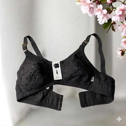 Premium Embroidered Cotton Non-Padded Bra – Pack of 4