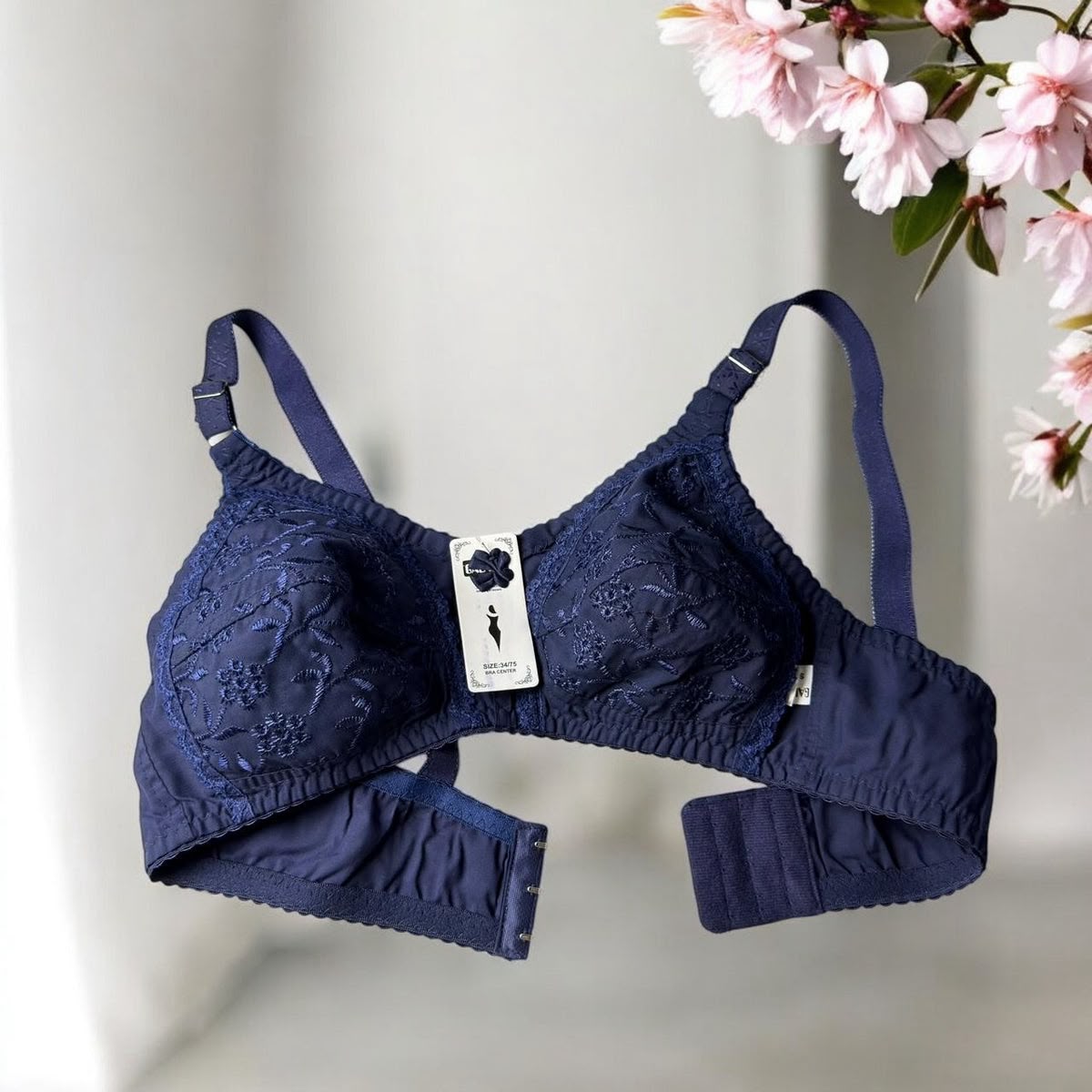 Premium Embroidered Cotton Non-Padded Bra – Pack of 4