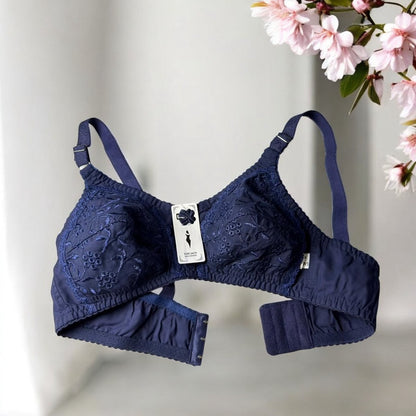 Premium Embroidered Cotton Non-Padded Bra – Pack of 4
