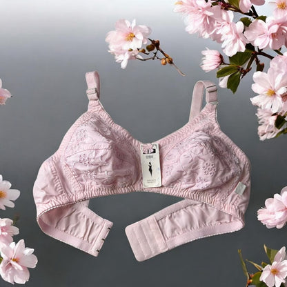 Premium Embroidered Cotton Non-Padded Bra – Pack of 4